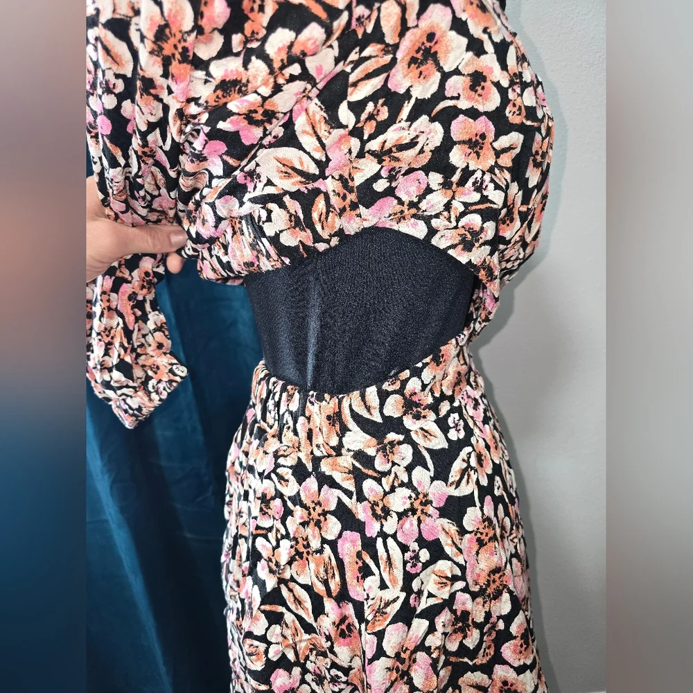 NWOT Free People Jael Floral Print Cut Out Back Mini Dress Size XS‎